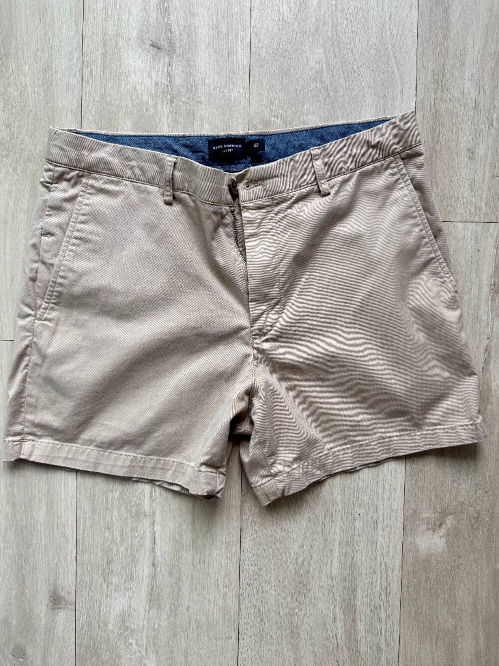 Club Monaco Jax Fit Chino Shorts Beige Cotton Stretch 32